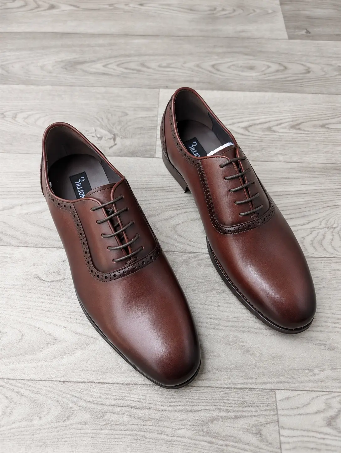 Billionaire Plain Toe Brogue Detail Leather Official Shoes Brown