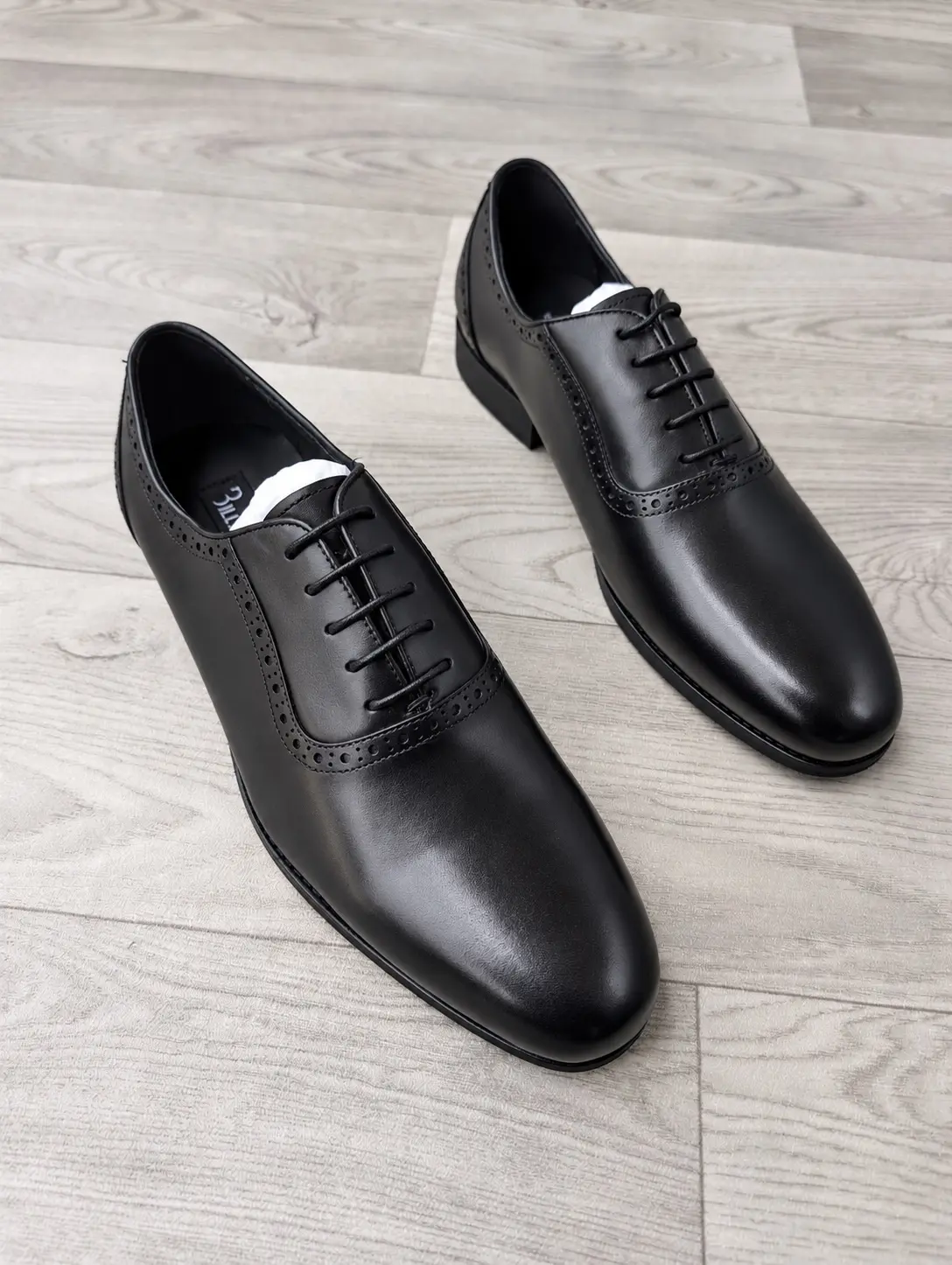 Billionaire Plain Toe Brogue Detail Leather Official Shoes Black