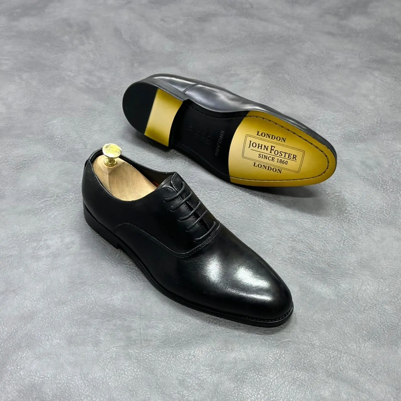 John Foster Classic Plain Toe Leather Formal Shoes Black