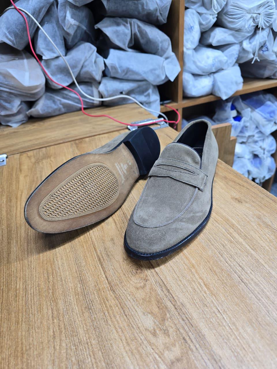 Billionaire Suede Loafer Taupe
