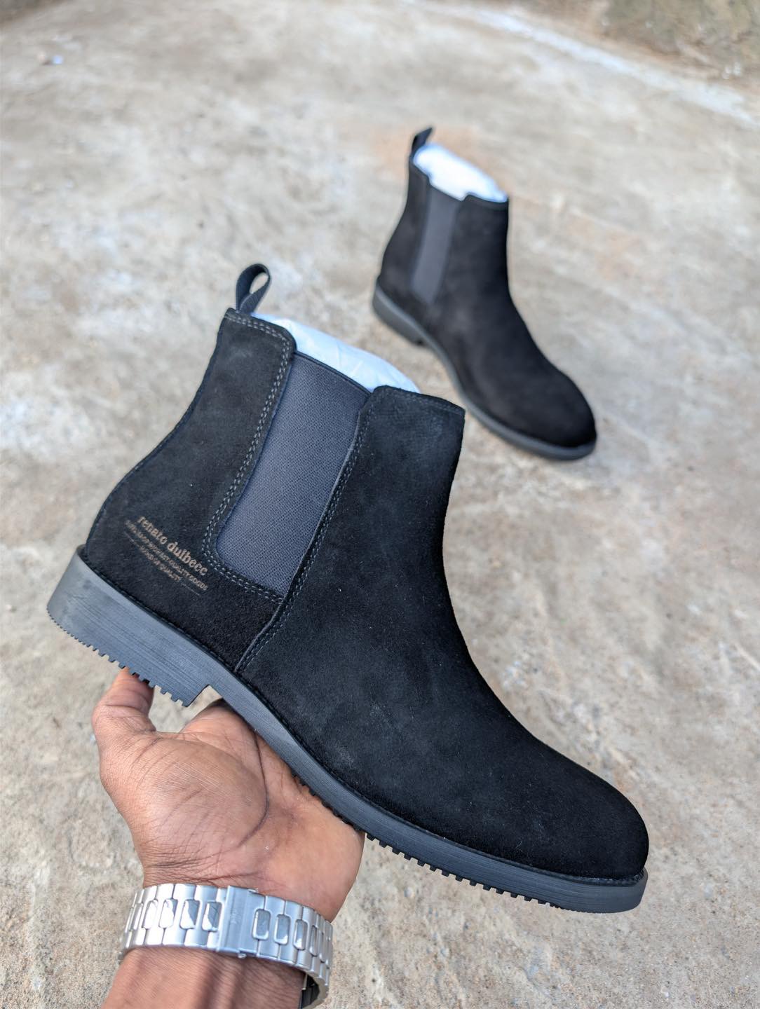 Renato Dulbecc Suede Chelsea Boot Black