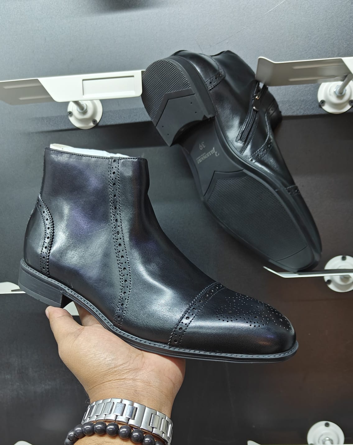 Billionaire Leather Brogue Ankle Boots Black thumbnail 3