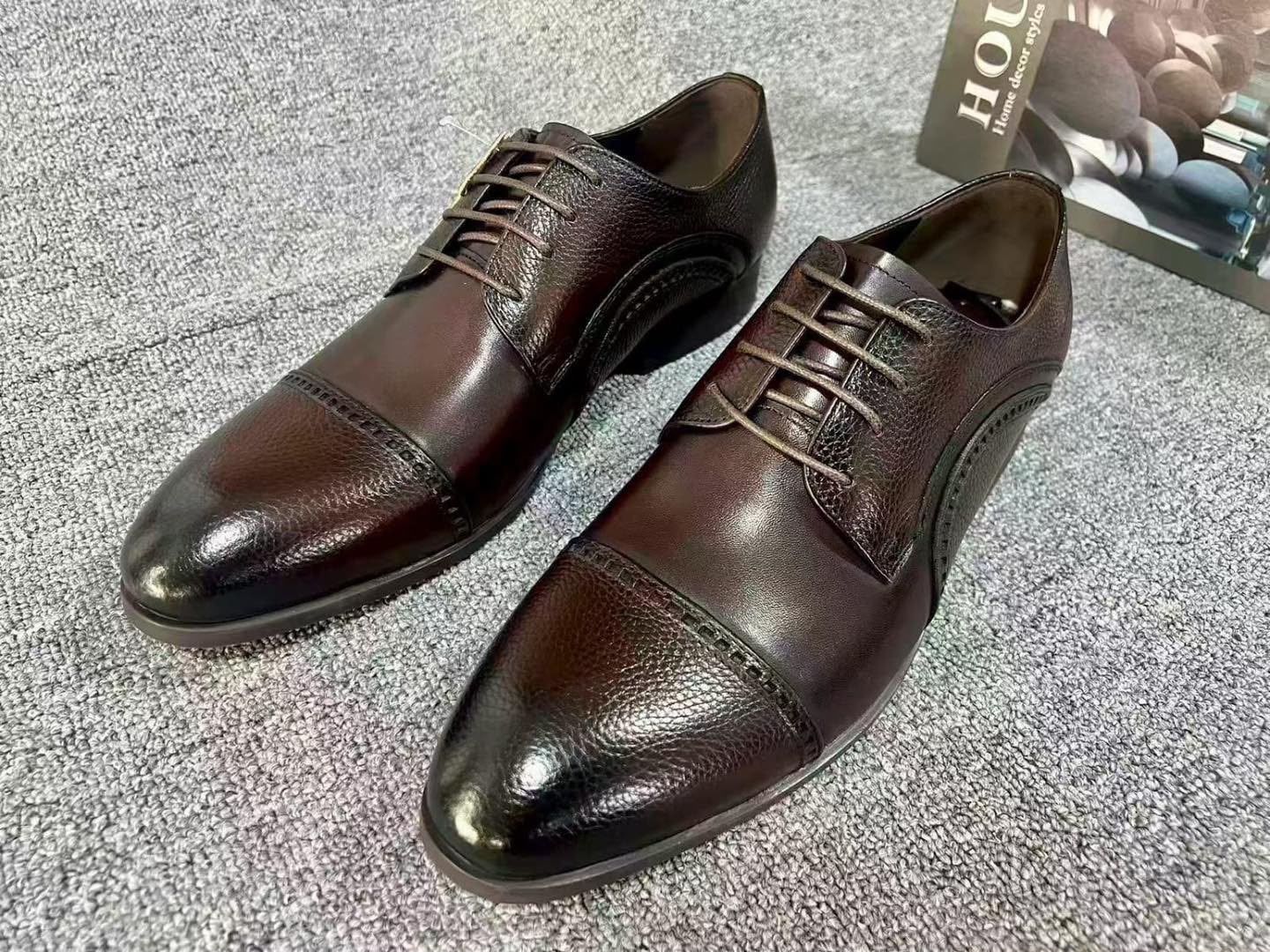 Clarks Leather Cap-Toe Derby Dark Brown