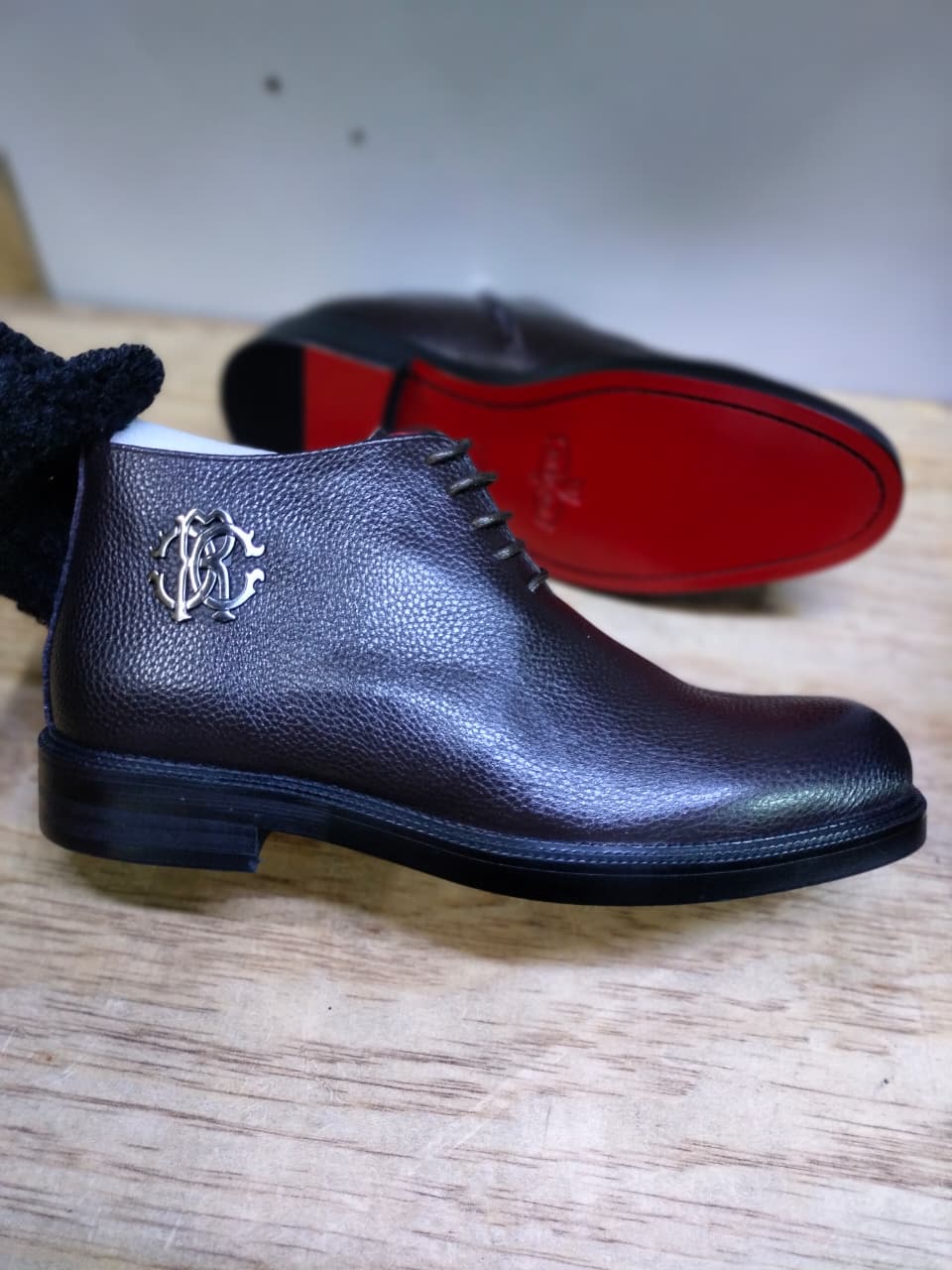 Roberto Cavalli Leather Chukka Boot Black
