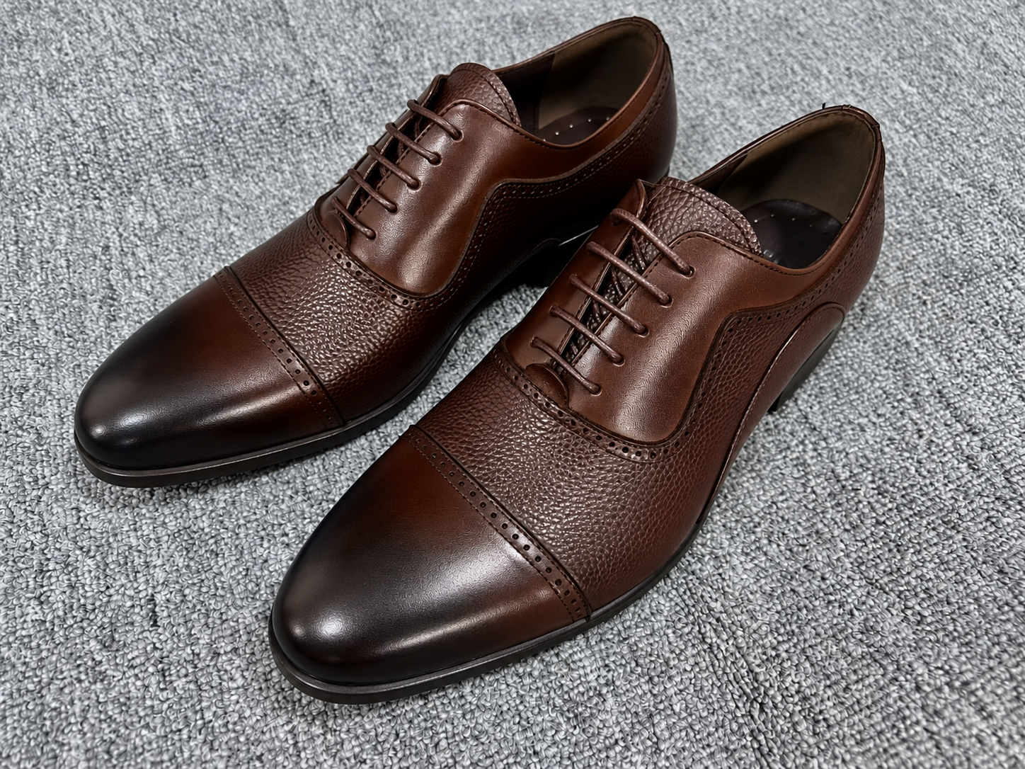 Clarks Cap Toe Leather Shoes Dark Brown