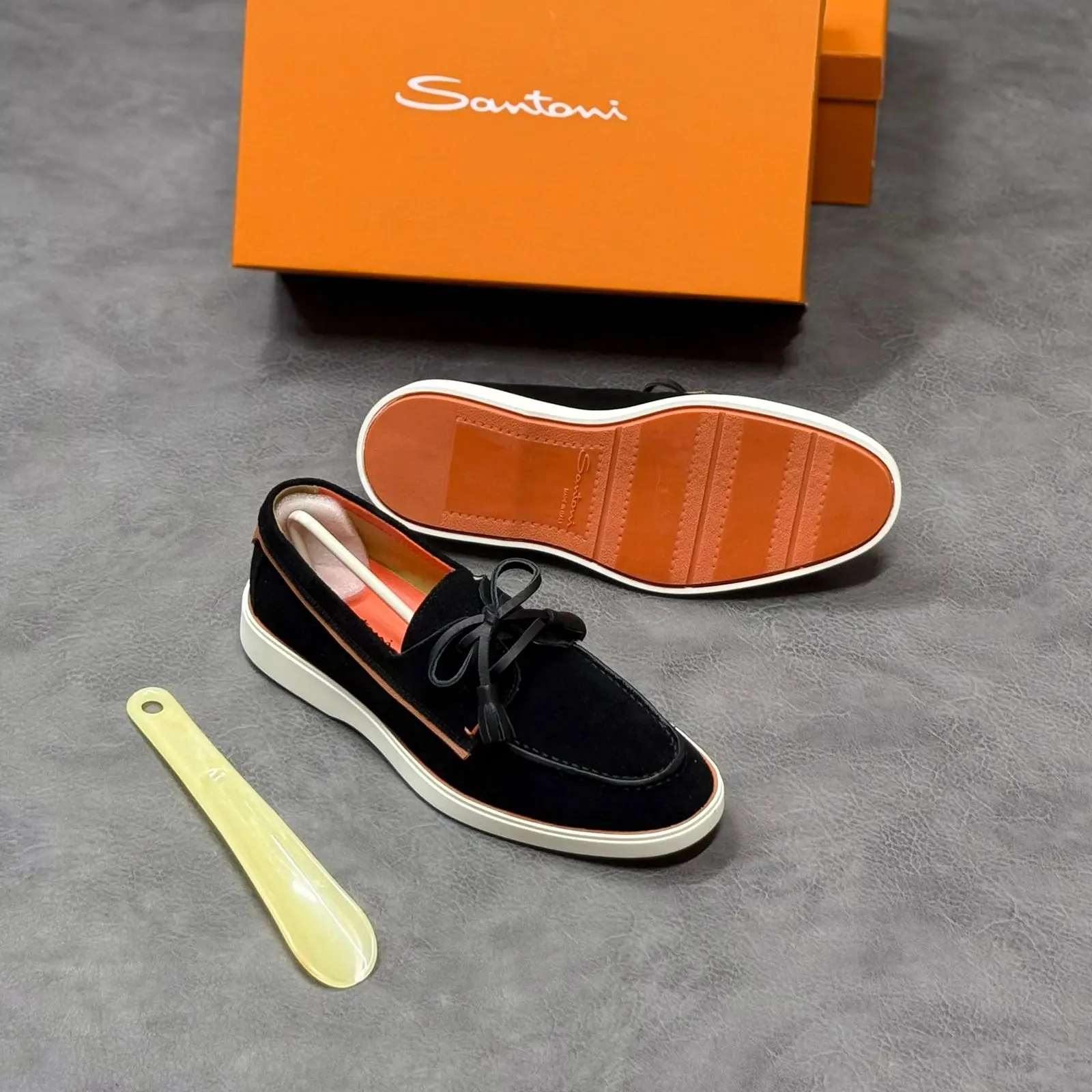 Black suede loafer