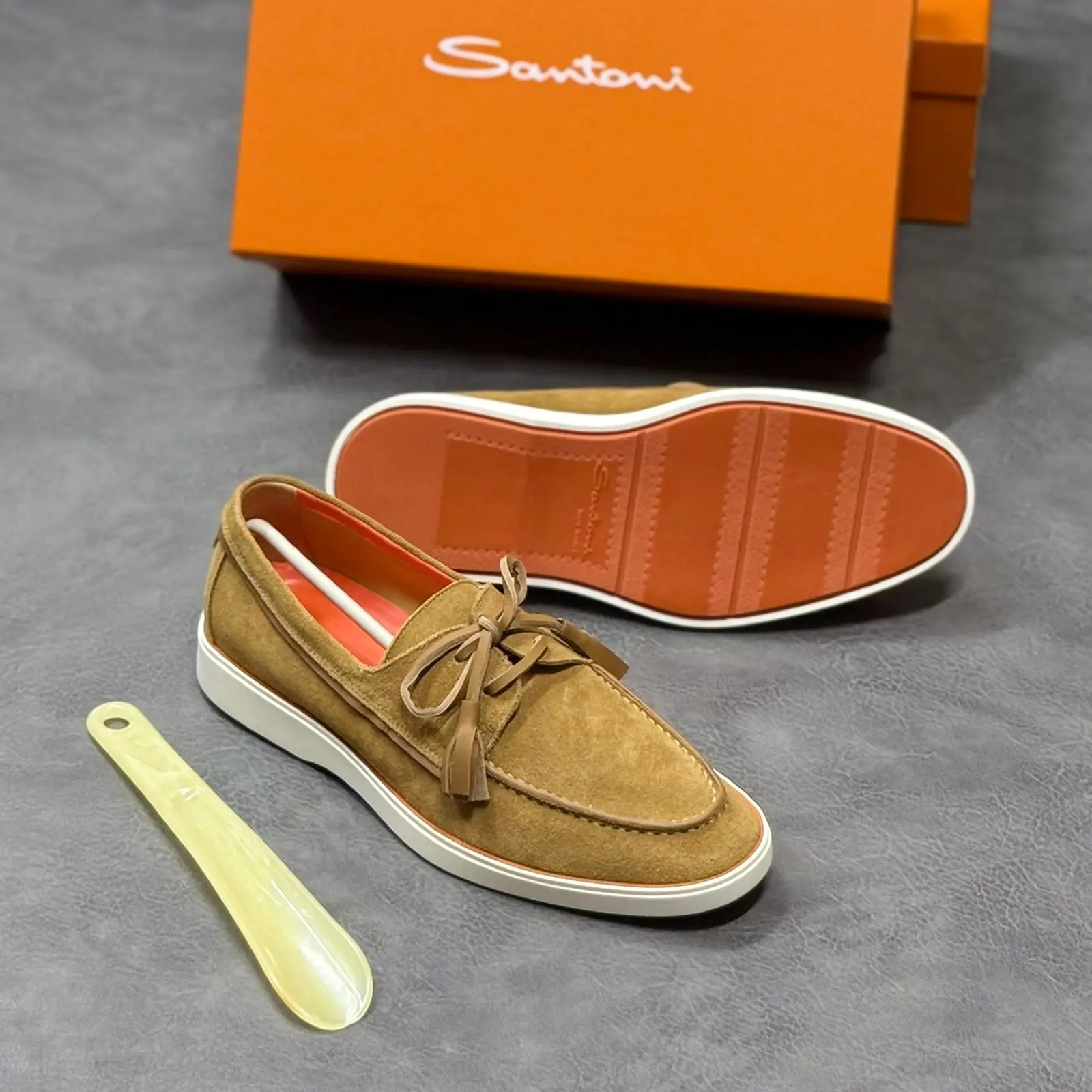 Tan suede loafer