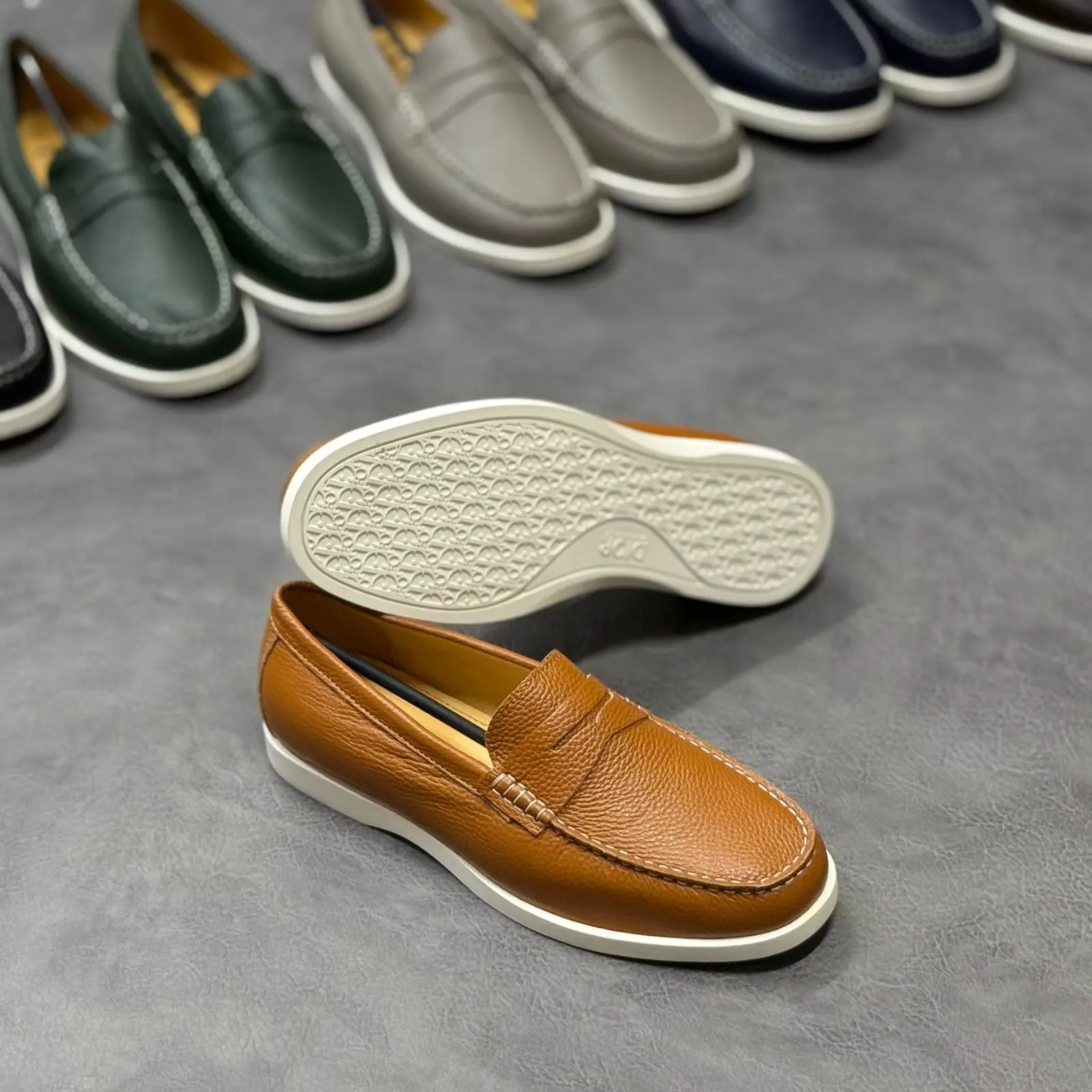 Tan/Cognac pebble leather penny loafer