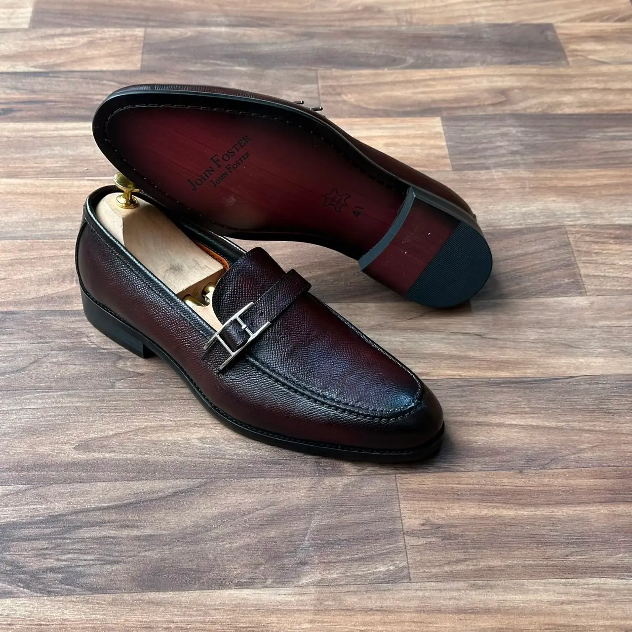 John Foster Burgundy Buckle Loafer