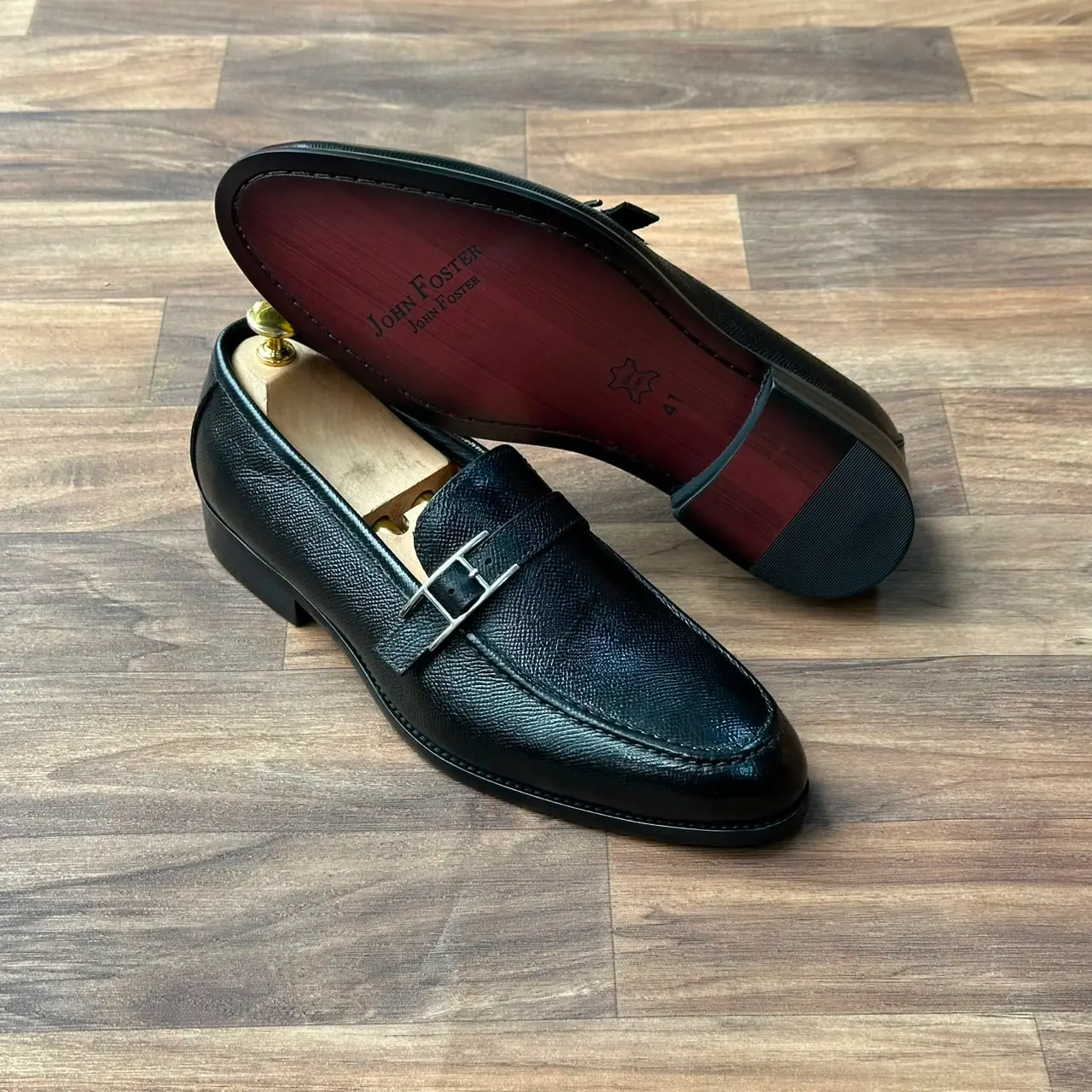 John Foster Black Buckle Loafer