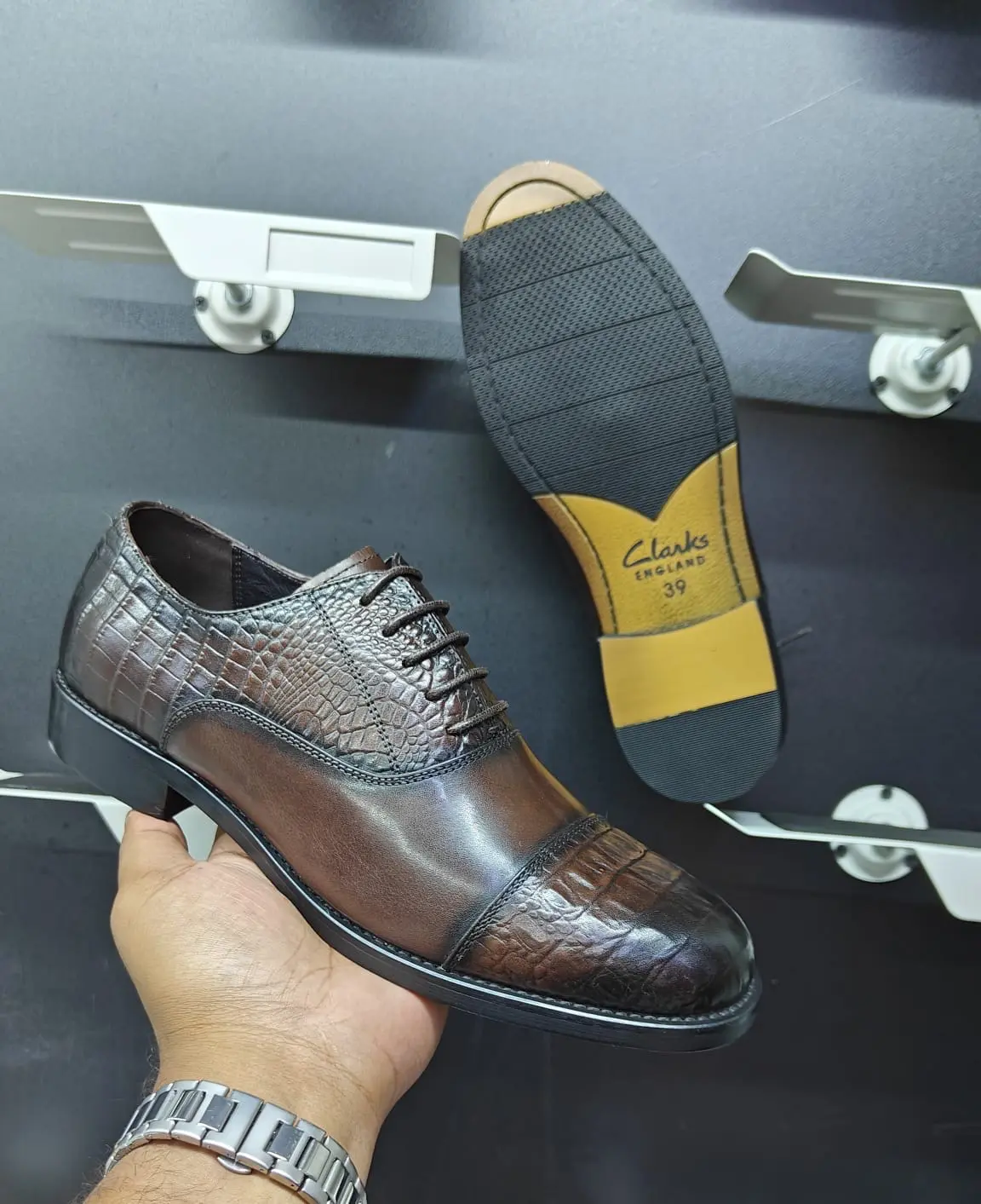 Clarks Executive Croc Oxford Black
