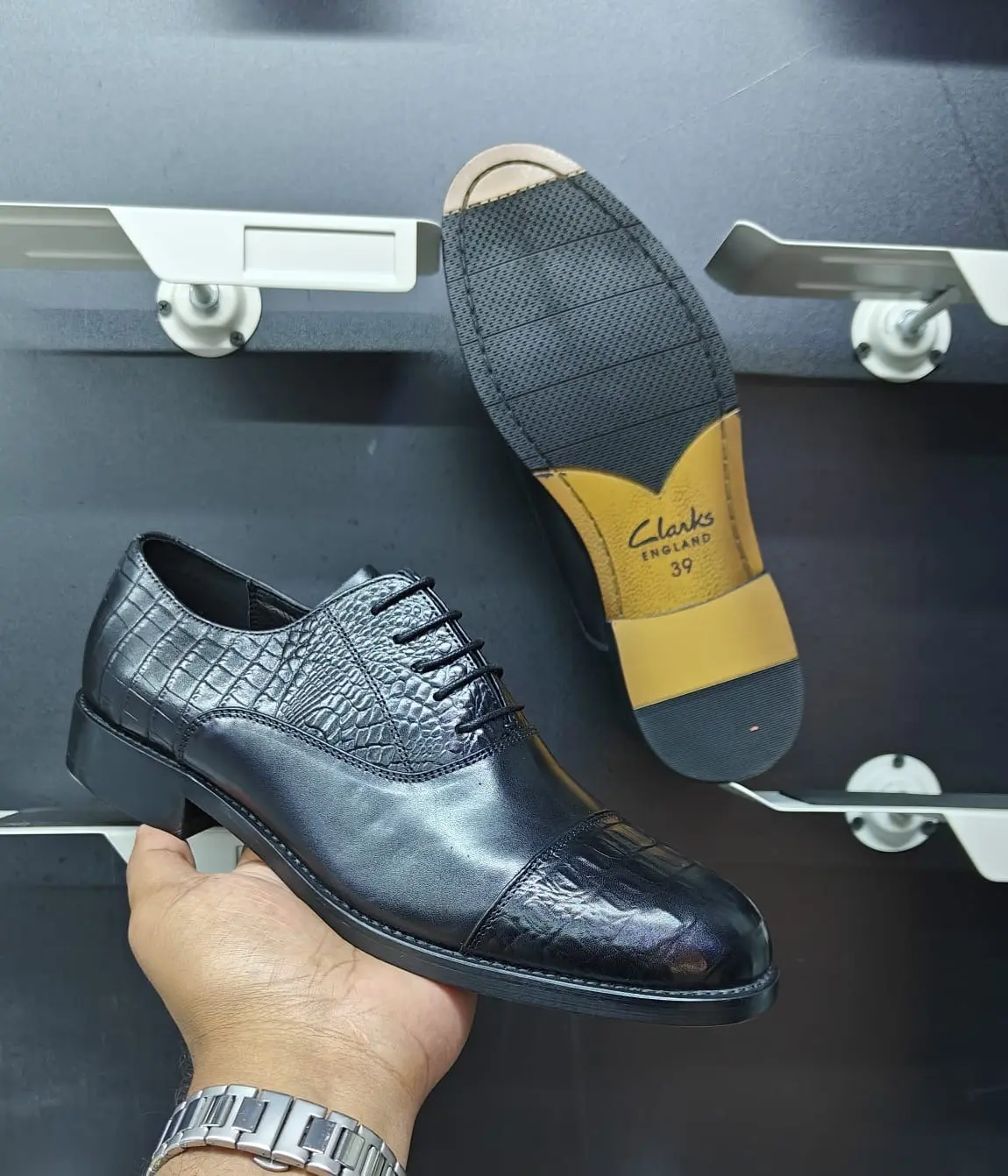 Clarks Executive Croc Oxford Brown