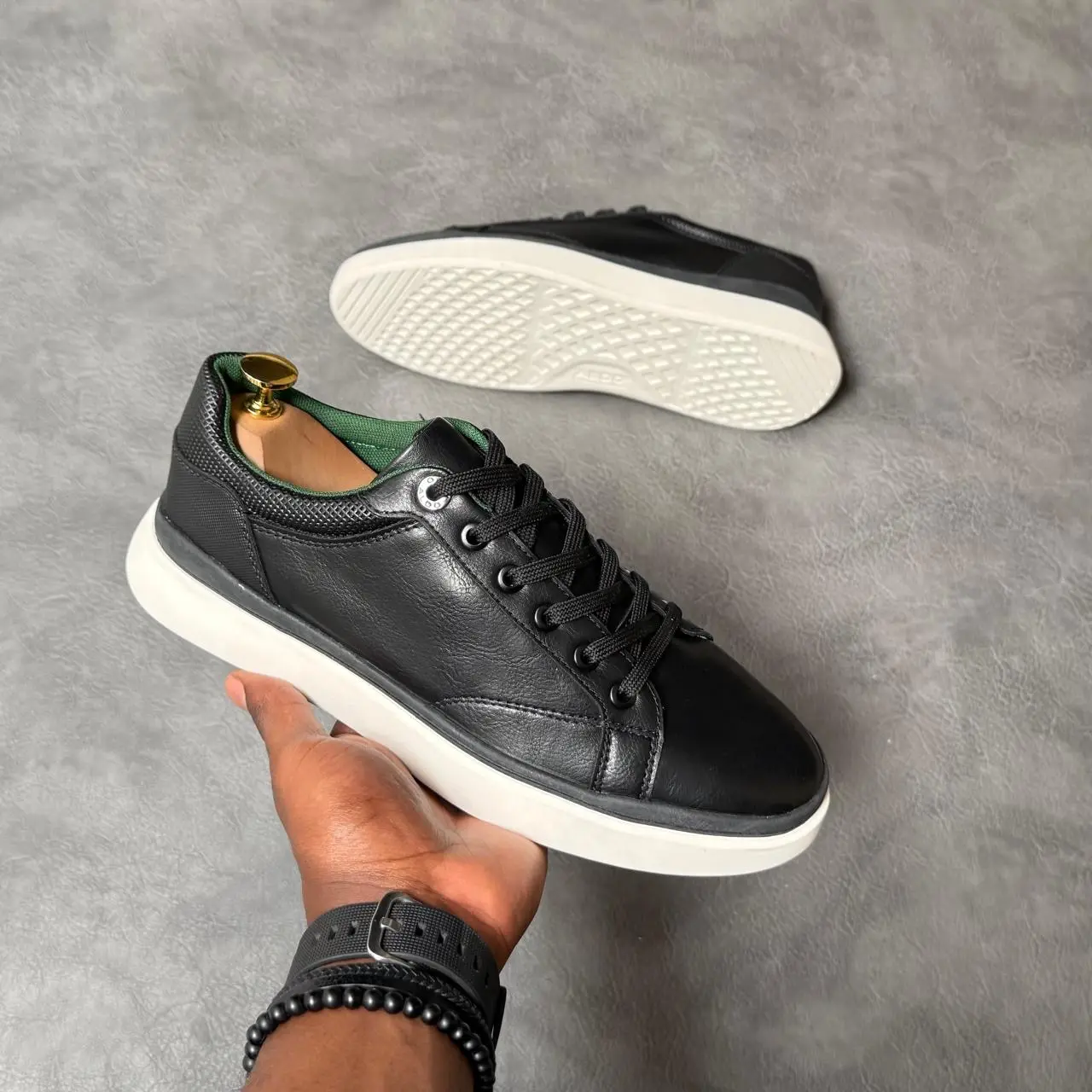 Aldo Black Leather Sneaker