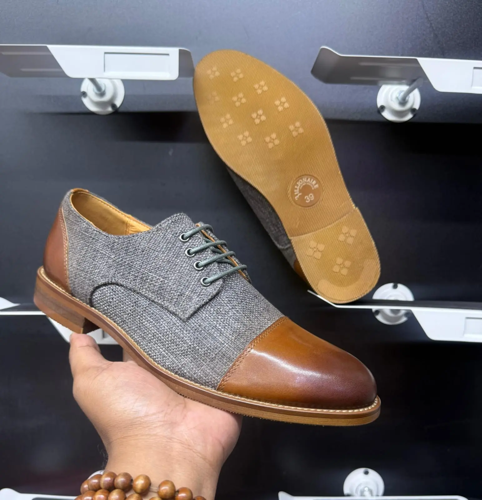 Billionaire Woven Cap Toe Derby Grey