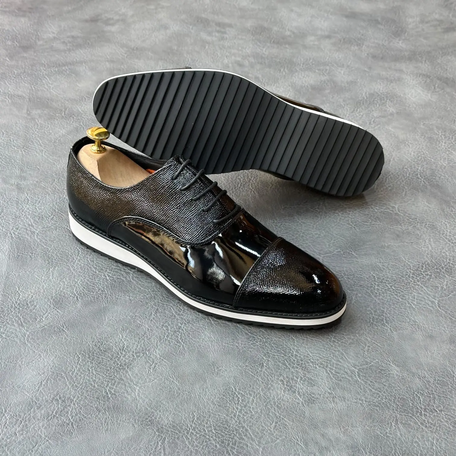 John Foster Patent Cap Toe Oxford Black