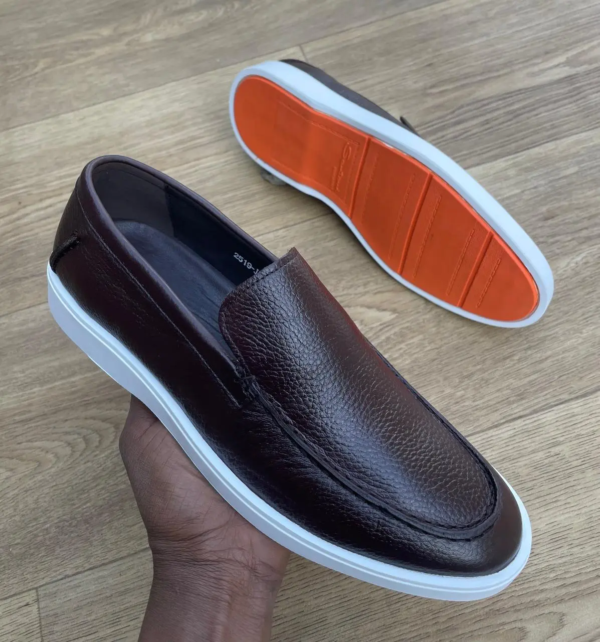 Santoni Casual Leather Loafers Dark Brown